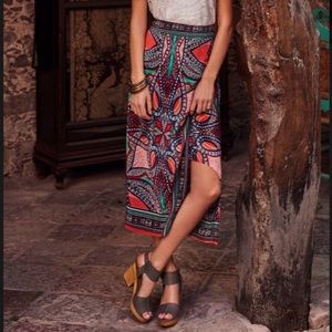 Anthropologie 100% Silk Geoda Wrap Skirt by Maeve